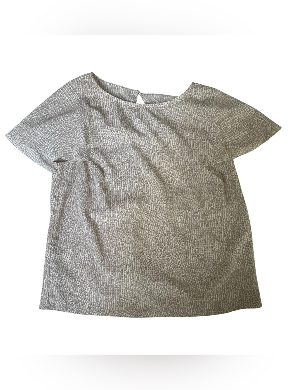 Banana Republic Short-Sleeve Textured Scoop Neck Top Size: LP- Light Gray